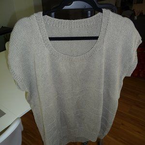 ITALIAN WOMEN GREYISH LINEN BLEND VEST BOTH SIDES SPLIT LOW/ HIGH HEMLINE XL NEW